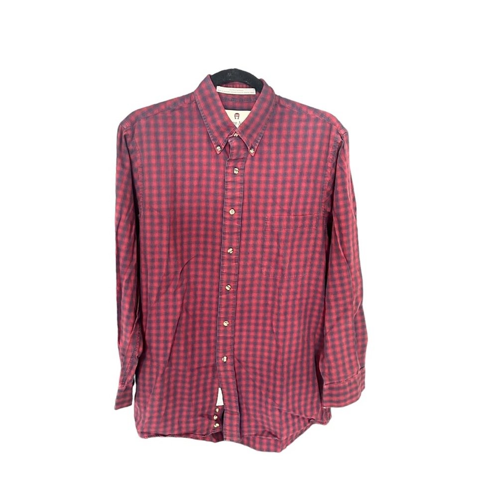 5 for $30 Etienne Aigner Plaid Long Sleeve Button Down Shirt Red Blue 15.5 32/33